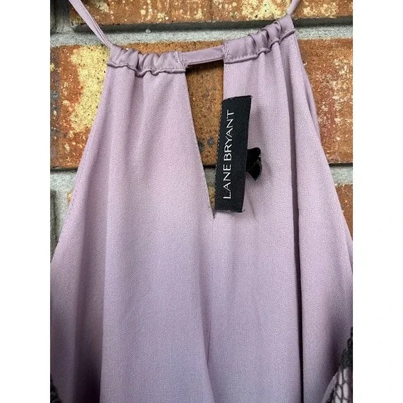 Lane Bryant Lavender/Lace Trim Babydoll Night Dress Purple Black Plus Sz 28 - Picture 3 of 9